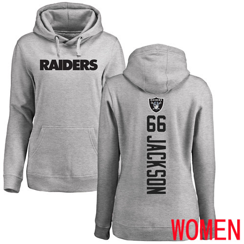 Oakland Raiders Ash Women Gabe Jackson Backer NFL Football 66 Pullover Hoodie Sweatshirts